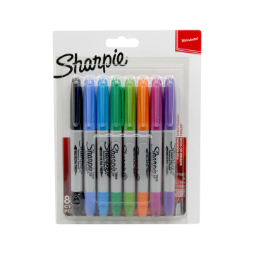 Boks med 8 Sharpie Twintip Fine og Ultra Fine Point Assorted Markers