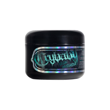 Crybaby Gothbaby Glide 240 ml vegan moisturizer in black jar with holographic label.