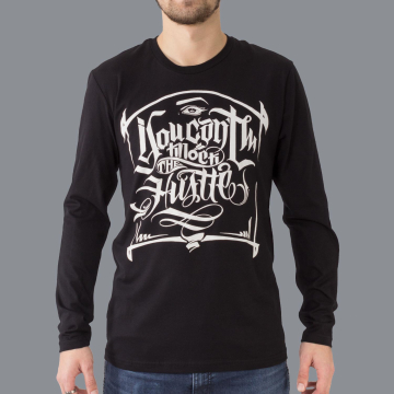 Luxury Hustle Wear Long Sleeve T-skjorte El Whyner 'Can't Knock The Hustle' i svart