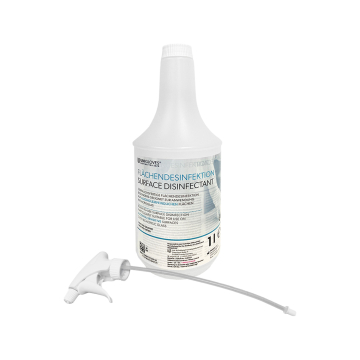 Unigloves Surface Disinfectant Spray bottle with removable spray nozzle accessory.