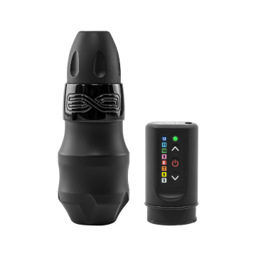 FK Irons EXO tatoveringsmaskin - trådløs Black Ops - RCA Bolt + 2x Power Bolts