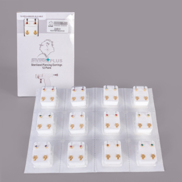 12 par Assorterte Studex Øredobber 12 Farger - Gullbelagt
