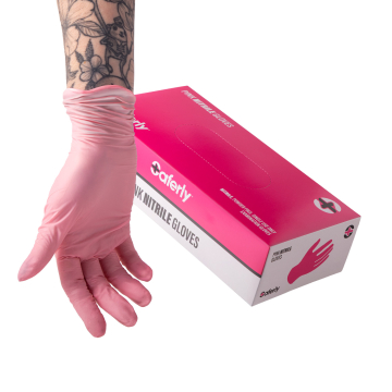 Boks med 100 Saferly Pink Nitrile-hansker - Eske med 10