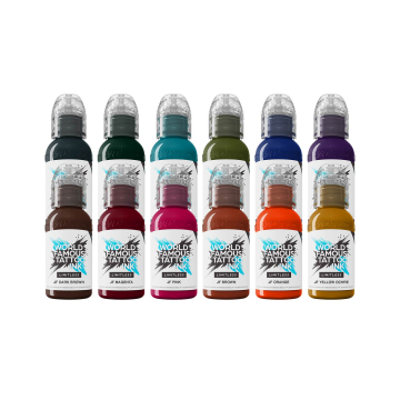 World Famous Limitless Tattoo Ink - Jay Freestyle-sett - 12x 30 ml