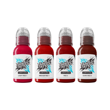 World Famous Limitless Tattoo Ink - Shades of Red Collection - 4x 30 ml