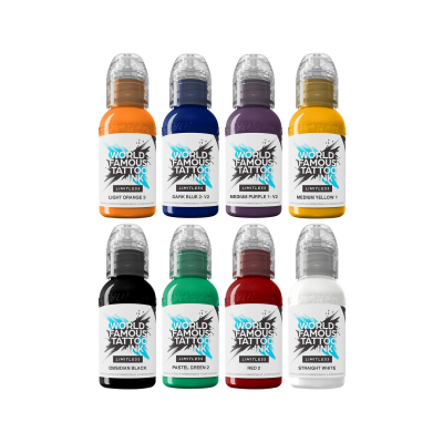 World Famous Limitless Tattoo Ink - Primærfargesett 1 - 8x 30 ml