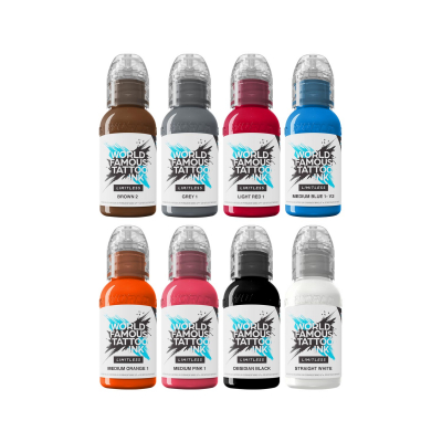 World Famous Limitless Tattoo Ink - Primærfargesett 2 - 8x 30 ml