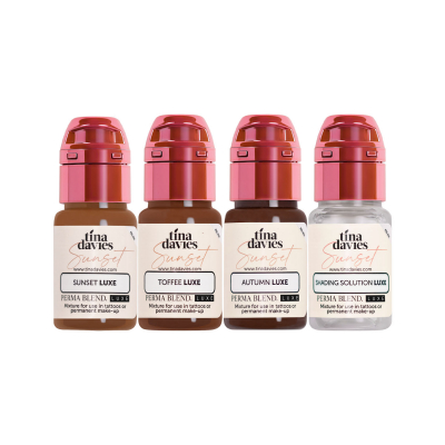 Perma Blend Luxe PMU Ink - Tina Davies Sunset Brow Collection - Et komplett sett med 4x 15 ml