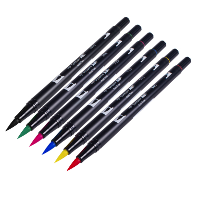 Tombow 6 Dual Brush markeringspenn - Komplett sett