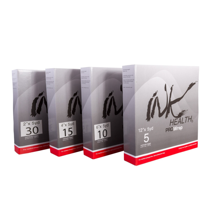 INK HEALTH PROWrap Self-Adhering Bandage packaging in various sizes 2 to 12 inch widths